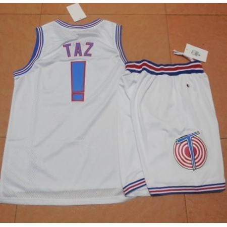 Space Jam Tune Squad #1 Taz White Stitched Basketball Jersey