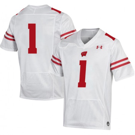 Men's Wisconsin Badgers #1 White Stitched Football Jersey