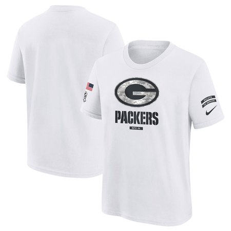 Youth Green Bay Packers Nike White 2024 Salute To Service T-Shirt