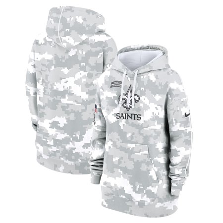 Women's New Orleans Saints Nike Arctic Camo 2024 Salute To Service Club Fleece Pullover Hoodie