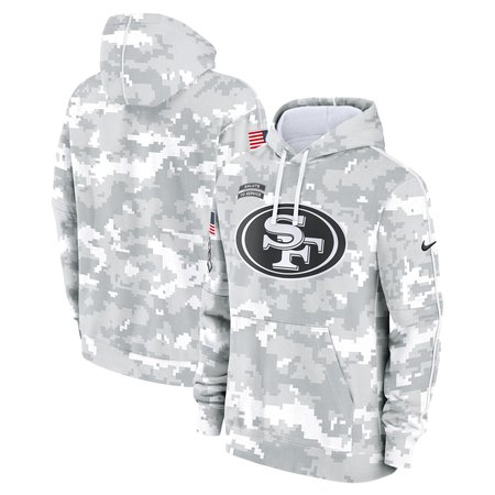 Youth San Francisco 49ers Nike White/Gray 2024 Salute To Service Pullover Hoodie